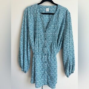 Terra & Sky Teal Geometric Print Blouse